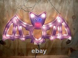 Vintage Halloween Spooky Bat Silhouette 3-d Double Côté Électrique 17 Rare