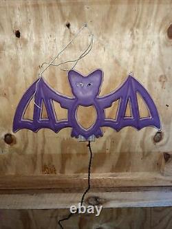 Vintage Halloween Spooky Bat Silhouette 3-d Double Côté Électrique 17 Rare