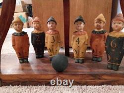 Vintage Halloween Style Jeu Brownie Bowling Pin Boy Figurines Rare