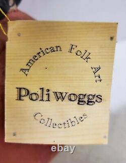 Vintage Poliwoggs Halloween Sorcière Folk Art Feather Tree + 12 Ornements Rare