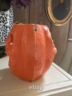 Vintage RARE 2 CÔTÉS Paper Mache Pulp Halloween Jack-O'-Lantern Candy Container