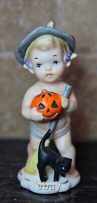 Vintage Rare 1962 Napco Calendar Cutie October Halloween Jack O Lantern C-5770  	<br/>
<br/>Traduction en français : Rare Vintage 1962 Napco Calendar Cutie Octobre Halloween Jack O Lantern C-5770