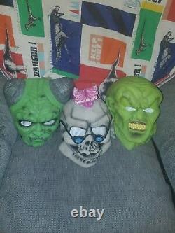 Vintage Rare Goosebumps Latex Mask The Haunted Mask, Curly And Horror Land Mask