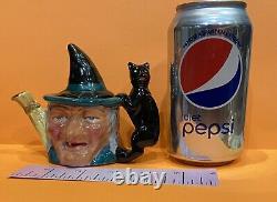 Vintage & Rare Halloween Witch & Black Cat Thorley Tea Pot Angleterre Staffordshire
