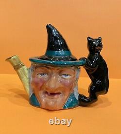 Vintage & Rare Halloween Witch & Black Cat Thorley Tea Pot Angleterre Staffordshire