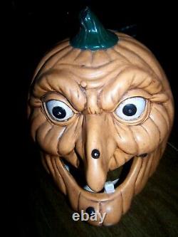Vintage Rare Scioto Céramique Halloween Citrouille Jack'o' Lantern Witch Face