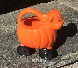 Vintage Rare1950's Rosbro Halloween Pumpkin Cat Roller Candy Container
