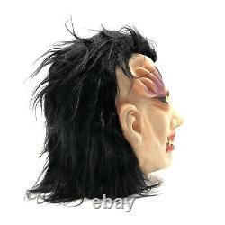 Vtg 80's Elle Diable Vampire Latex Masque D'halloween Avec Cheveux Rares! Horreur Goth