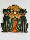 Vtg Années 1930 Beistle Halloween Embossed Diecut Rare Black Cats Lantern Moon Man