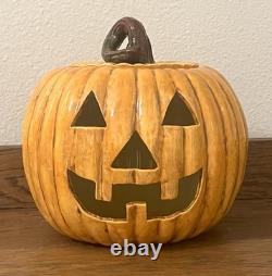 Vtg Atlantic Mold Céramique Citrouille Jack O'Lantern Grande 10 RARE Halloween