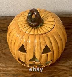 Vtg Atlantic Mold Céramique Citrouille Jack O'Lantern Grande 10 RARE Halloween