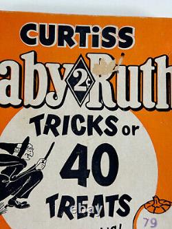 Vtg Halloween RARE Boîte de Bonbons Baby Ruth Curtiss 40 comptage Sorcière des années 1950