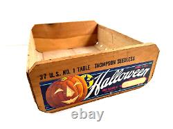 Vtg Halloween RARE caisse de publicité Barr Packing Grape complète WOW