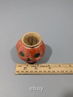 Vtg Halloween pul papier mâché citrouille Jack-O-Lantern tasse à noix RARE