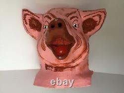 Vtg Papier Mache Head Mask Pig 3 Three Little Pigs 1 Plus Disponible Antique Rare