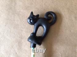 Vtg ROSBRO Tube à Bonbons en Plastique avec Chat Noir et Sorcière Halloween Paille Jouet RARE