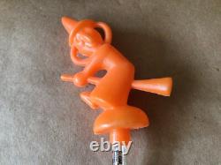 Vtg ROSBRO Tube à Bonbons en Plastique avec Chat Noir et Sorcière Halloween Paille Jouet RARE