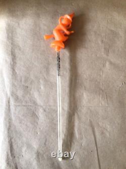 Vtg ROSBRO Tube à Bonbons en Plastique avec Chat Noir et Sorcière Halloween Paille Jouet RARE