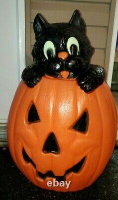 Vtg Rare Halloween Tpi Sorcière Citrouille Et Black Cat Mousse En Plastique 26 (1)