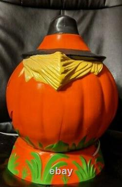 Vtg Rare Lumière En Céramique Halloween Jack-o-lanterne Potier De Citrouille