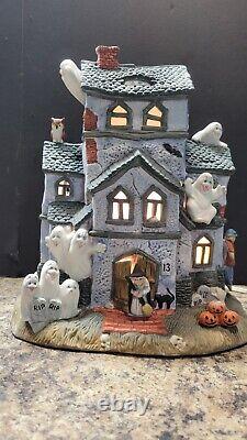 Vtg Rare Vieux Monde Noël Owc 1987 Halloween Maison Hantée Travaux Lumières Ghost