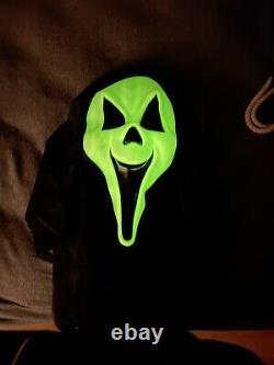 Vtg Scream Ghost Face Masque Rare Fun Monde DIV Grin Vert Cotton Shroud
