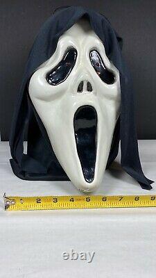 Vtg Scream Ghostface Mask Bust Halloween Décoration Grandeur Nature Illuminer Les Yeux Rares