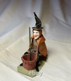 Witch Cauldron Halloween Candy Conteneur Antique Rare Japon C1950 Paper Machette